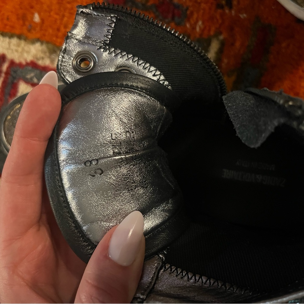 Zadig & Voltaire Black and Silver Glitter Sneakers - Picture 9 of 11